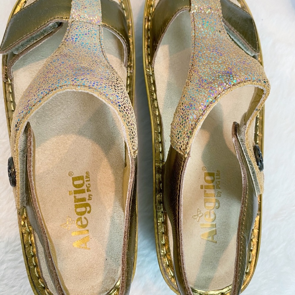 Alegria Kendra Gold Leather Sandals - Picture 6 of 8